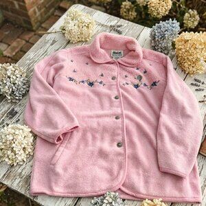 Vintage Northern Reflections Pink Floral Fleece Jacket